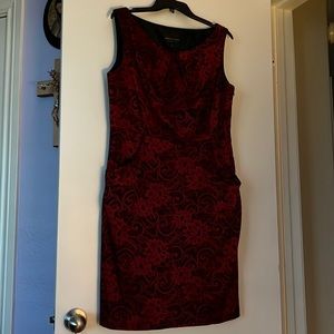 Connected Apparel Red and Black Flower Paisley Dress